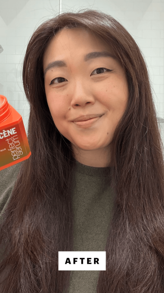 Lee after applying the Mise en Scene Argan Oil Repair Mask